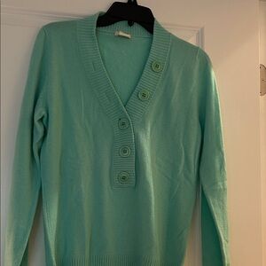 J. Crew Light Green V-Neck Sweater